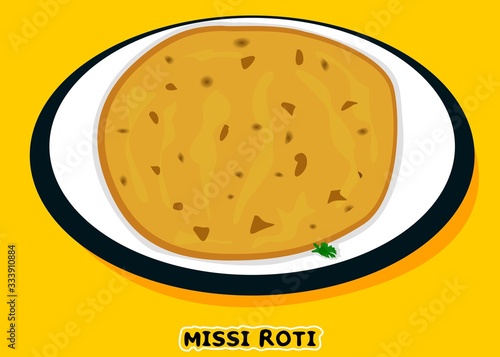 Missi Roti indian Chapati or Bread Vector