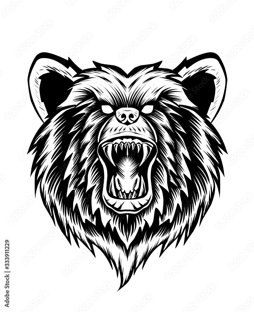 Illustration vector bear head angry face perfect print for T-shirt,hoodie