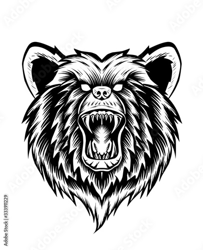 Illustration vector bear head angry face perfect print for T-shirt,hoodie