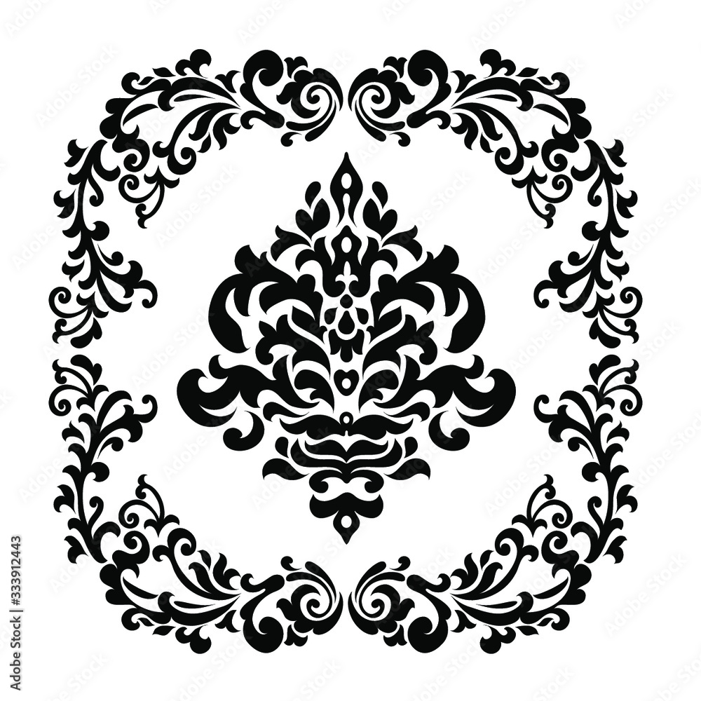 Oriental vector damask patterns for greeting cards and wedding invitations.