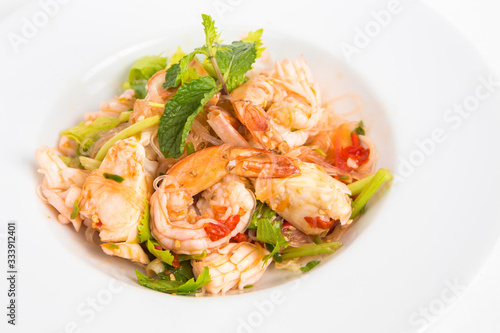 spicy mixed seafood clear noodle thai salad