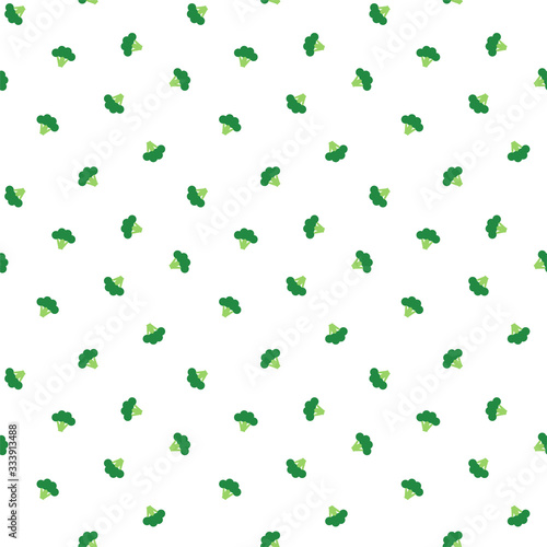 Vegetable pattern. Seamless pattern of broccoli vegetables in flat style on a white background. Vector 8 EPS.