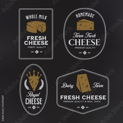 Cheese labels set. Vector vintage illustration.