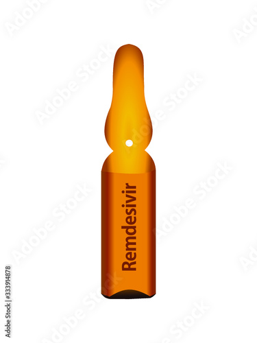 Remdesivir drug for corona virus covid-19 in amber ampule illustration vector