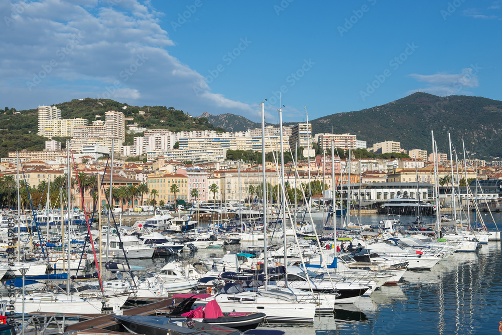 Ajaccio, Corsica / France.03/10/2015.Panoramic view of the port of Ajaccio