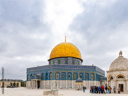 The Dome of the Rock mosque on the Temple Mount in the Old Town of Jerusalem in Israel