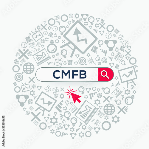 CMFB mean (commitee on monetary finance and balance of payments statistics) Word written in search bar ,Vector illustration.