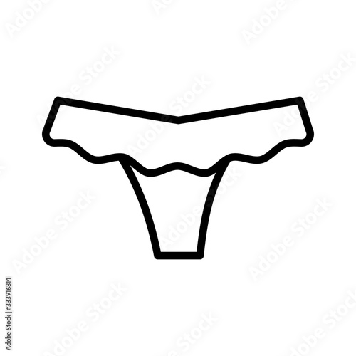 Female panties vector linear icon in flat style isolated on white background. Outline illustration of woman underwear
