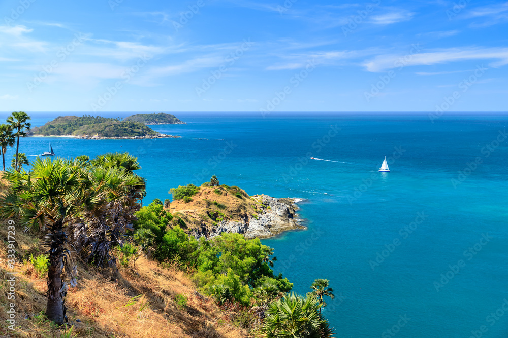 Beautiful Laem Promthep Cape in Phuket, famous view point scenic area for watching sunset Beautiful Laem Promthep Cape in Phuket, famous view point scenic area for watching sunset