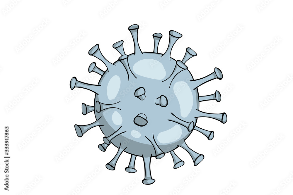 Virus cell blue and grey on white back isolated Virus cell blue and grey on white back isolated