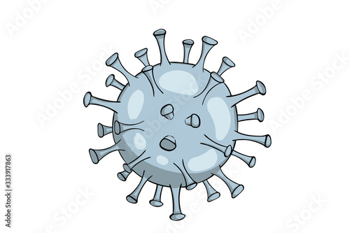 Virus cell blue and grey on white back isolated