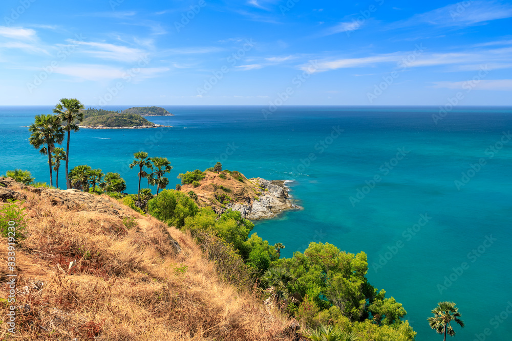 Beautiful Laem Promthep Cape in Phuket, famous view point scenic area for watching sunset