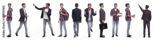 panoramic collage of self-motivated young man .isolated on white © ASDF