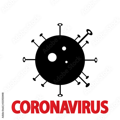 Coronavirus 2019-nCoV. Corona virus icon. Black on white background isolated. China pathogen respiratory infection  asian flu outbreak . influenza pandemic. virion of Corona-virus. Vector