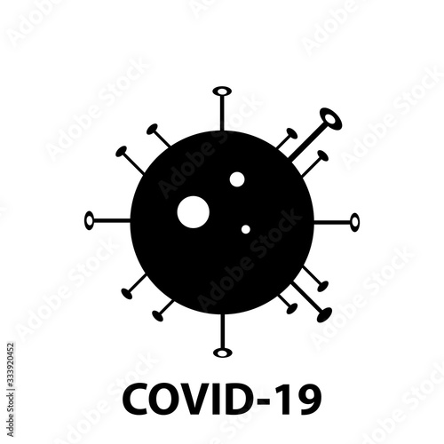 Coronavirus 2019-nCoV. Corona virus icon. Black on white background isolated. China pathogen respiratory infection (asian flu outbreak). influenza pandemic. virion of Corona-virus.