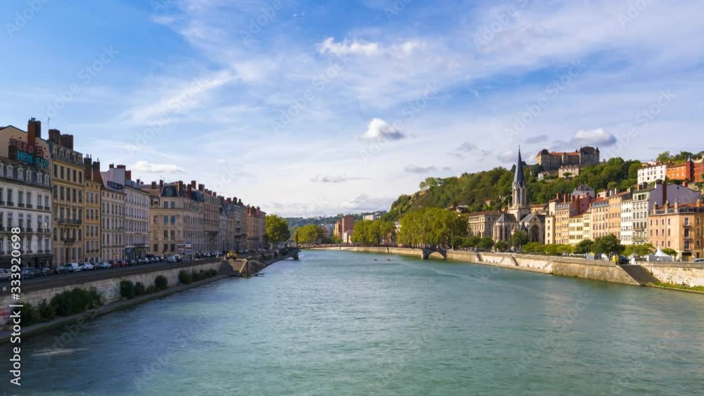 Lyon france skyline time lapse view from brice church old town. Lyon france skyline time lapse view from brice church old town.