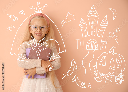 Little girl with books drea...