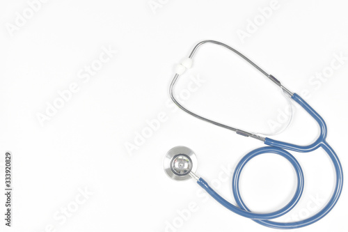 Stethoscope for medical check-up on white background.