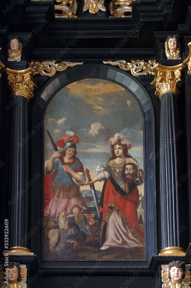St. George and Judith with the head of St. John the Baptist, altar of the Holy Spirit in the Church of Saint Catherine of Alexandria in Zagreb, Croatia