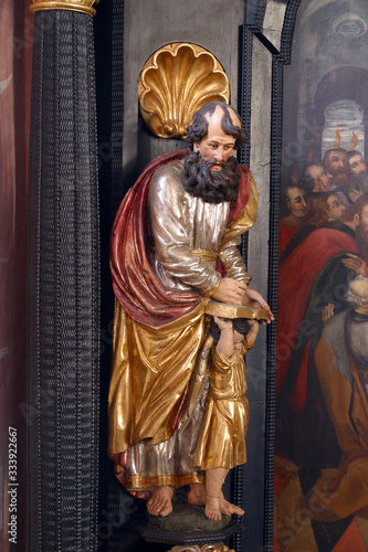 Saint Matthew the Evangelist, statue on the altar of the Holy Spirit in the Church of Saint Catherine of Alexandria in Zagreb, Croatia