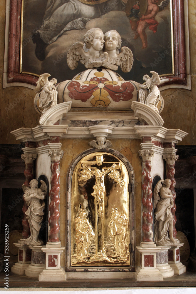 Tabernacle on the altar of Saint Ignatius of Loyola in the Church of Saint Catherine of Alexandria in Zagreb, Croatia