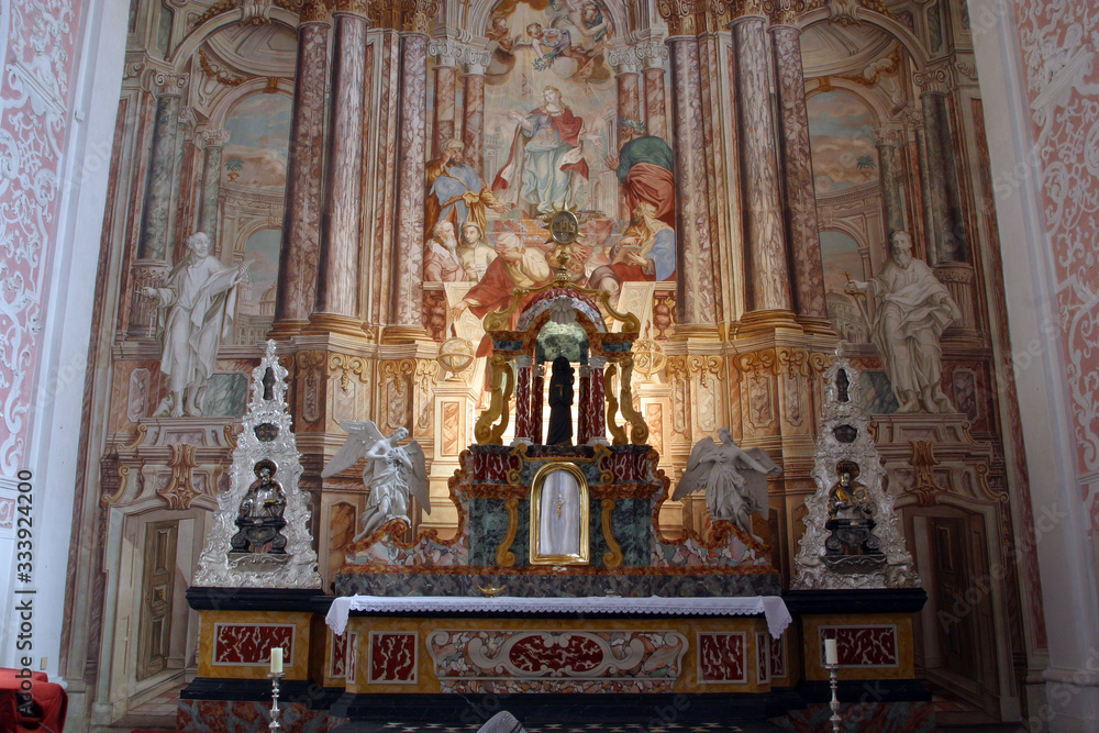 Main altar in the Church of Saint Catherine of Alexandria in Zagreb, Croatia