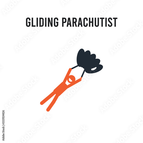 Gliding parachutist vector icon on white background. Red and black colored Gliding parachutist icon. Simple element illustration sign symbol EPS