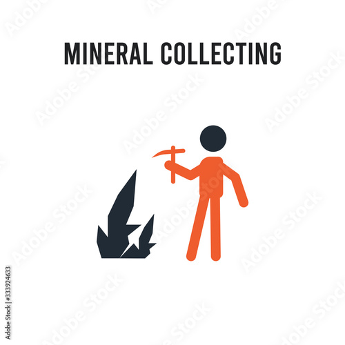 Mineral collecting vector icon on white background. Red and black colored Mineral collecting icon. Simple element illustration sign symbol EPS