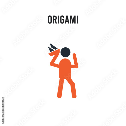 Origami vector icon on white background. Red and black colored Origami icon. Simple element illustration sign symbol EPS