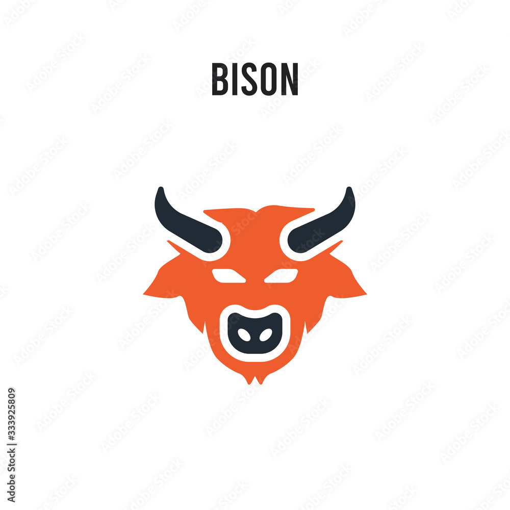Bison vector icon on white background. Red and black colored Bison icon. Simple element illustration sign symbol EPS Bison vector icon on white background. Red and black colored Bison icon. Simple element illustration sign symbol EPS