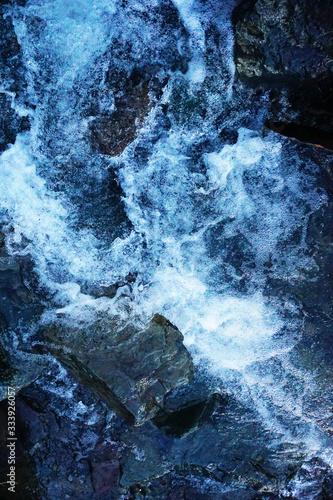 blue noisy mountain river spray