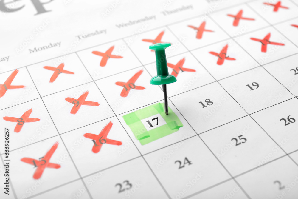 Calendar with marked date, closeup. Deadline concept Calendar with marked date, closeup. Deadline concept