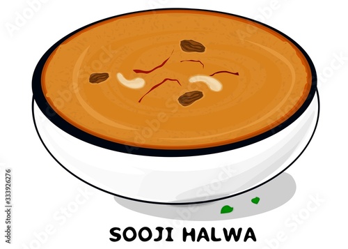 Sooji halwa indian Punjabi food Vector