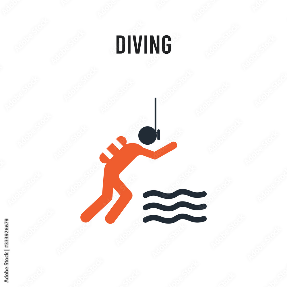 Fototapeta premium Diving vector icon on white background. Red and black colored Diving icon. Simple element illustration sign symbol EPS