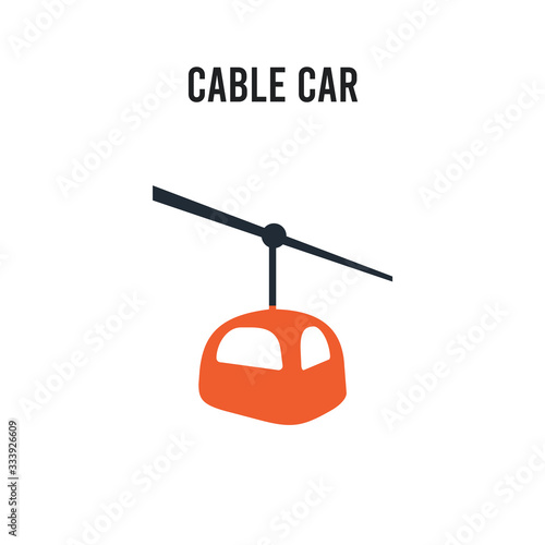 Cable car vector icon on white background. Red and black colored Cable car icon. Simple element illustration sign symbol EPS