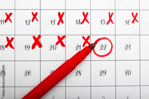 Calendar with marked date, ...