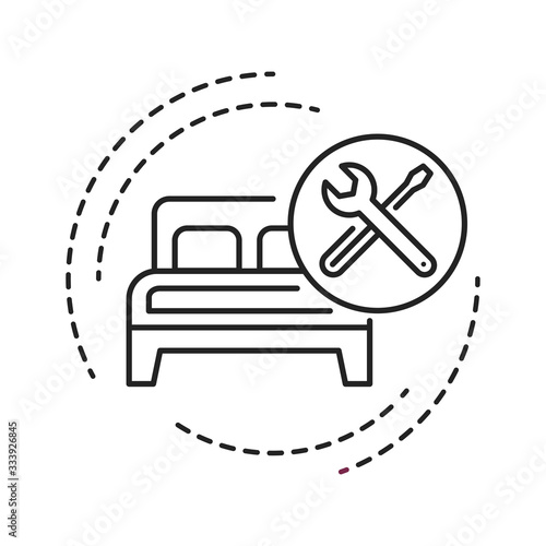 Furniture Assembly black line icon. Handyman services. Pictogram for web page, mobile app, promo. UI UX GUI design element. Editable stroke.