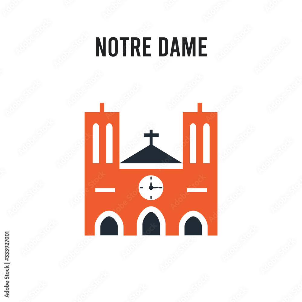 Notre dame vector icon on white background. Red and black colored Notre dame icon. Simple element illustration sign symbol EPS Notre dame vector icon on white background. Red and black colored Notre dame icon. Simple element illustration sign symbol EPS