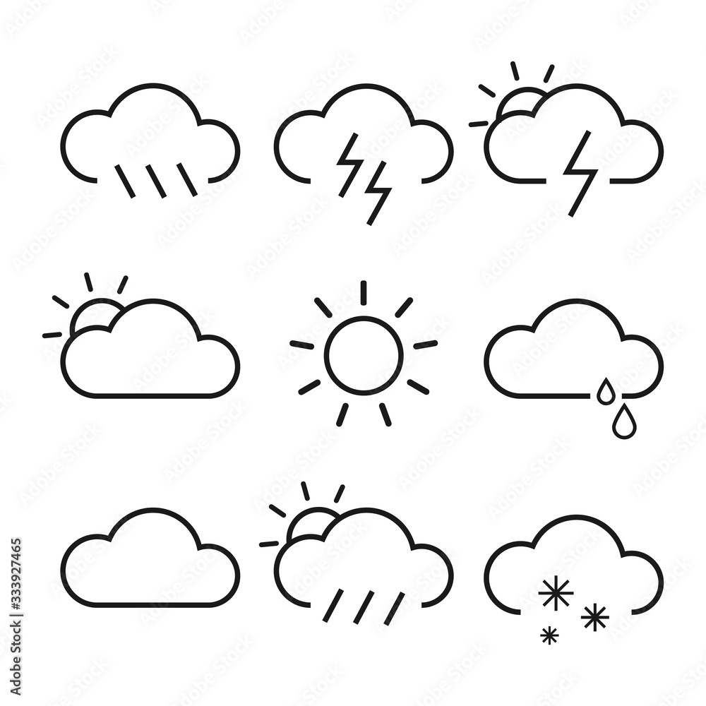Obraz premium Weather vector outline icons simple illustration