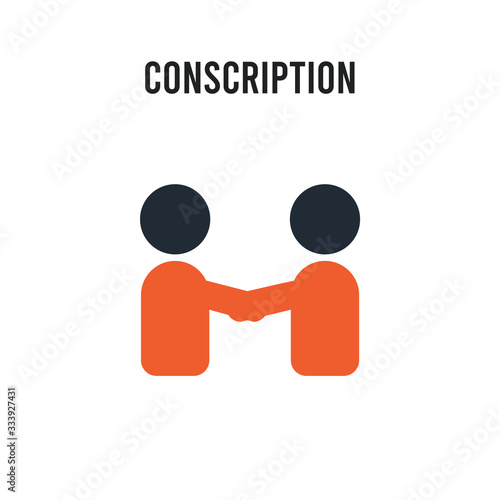 conscription vector icon on white background. Red and black colored conscription icon. Simple element illustration sign symbol EPS
