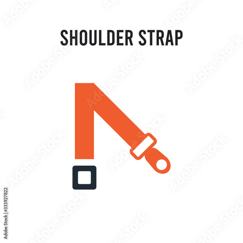Shoulder strap vector icon on white background. Red and black colored Shoulder strap icon. Simple element illustration sign symbol EPS