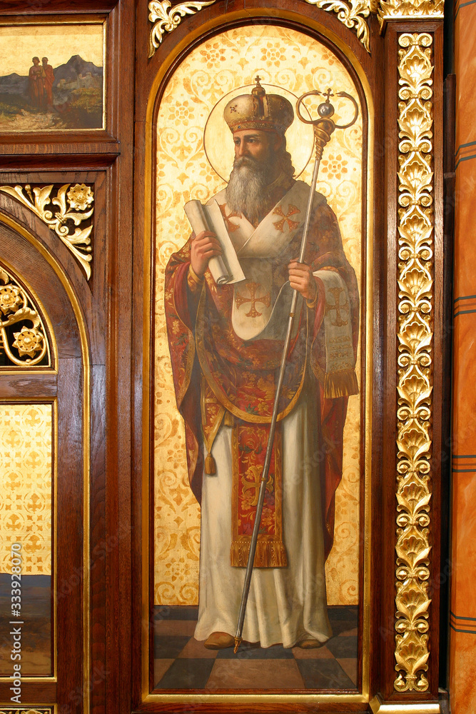 Saint Methodius, detail of Iconostasis in Greek Catholic Co-cathedral of Saints Cyril and Methodius in Zagreb, Croatia Saint Methodius, detail of Iconostasis in Greek Catholic Co-cathedral of Saints Cyril and Methodius in Zagreb, Croatia
