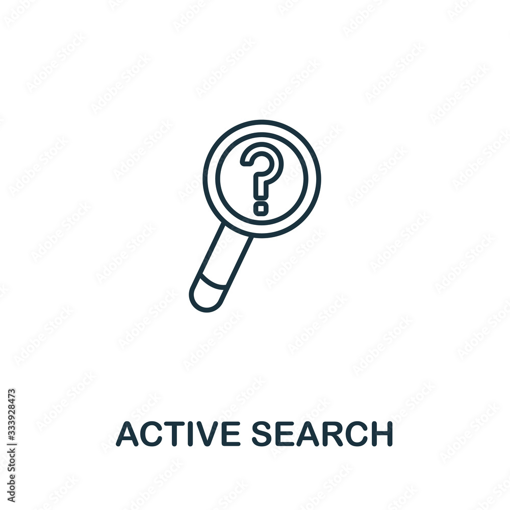 Active Search icon from seo collection. Simple line Active Search icon for templates, web design and infographics Active Search icon from seo collection. Simple line Active Search icon for templates, web design and infographics