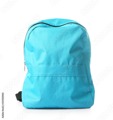 School backpack on white background