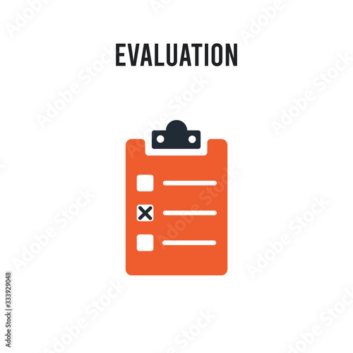 Evaluation vector icon on white background. Red and black colored Evaluation icon. Simple element illustration sign symbol EPS