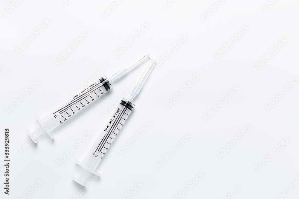set of syringe on white background. copy space. set of syringe on white background. copy space.