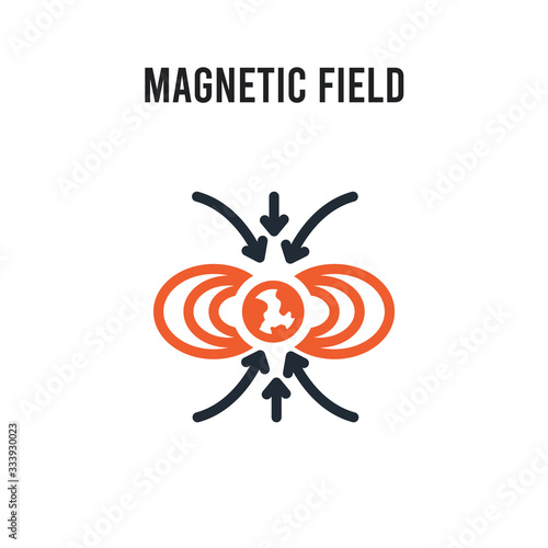 Magnetic field vector icon on white background. Red and black colored Magnetic field icon. Simple element illustration sign symbol EPS