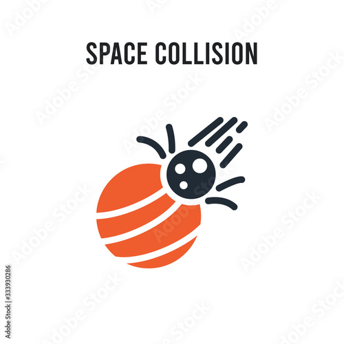 Space Collision vector icon on white background. Red and black colored Space Collision icon. Simple element illustration sign symbol EPS