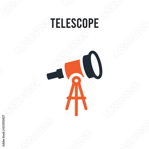 Telescope vector icon on white background. Red and black colored Telescope icon. Simple element illustration sign symbol EPS