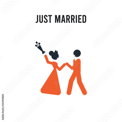 Just married vector icon on white background. Red and black colored Just married icon. Simple element illustration sign symbol EPS